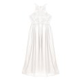 thumbnail image 4 of Eandarui Kids Flower Girl Floral Lace Dress Halter Neck Chiffon Long Junior Bridesmaid Dress Pageant White 10, 4 of 7