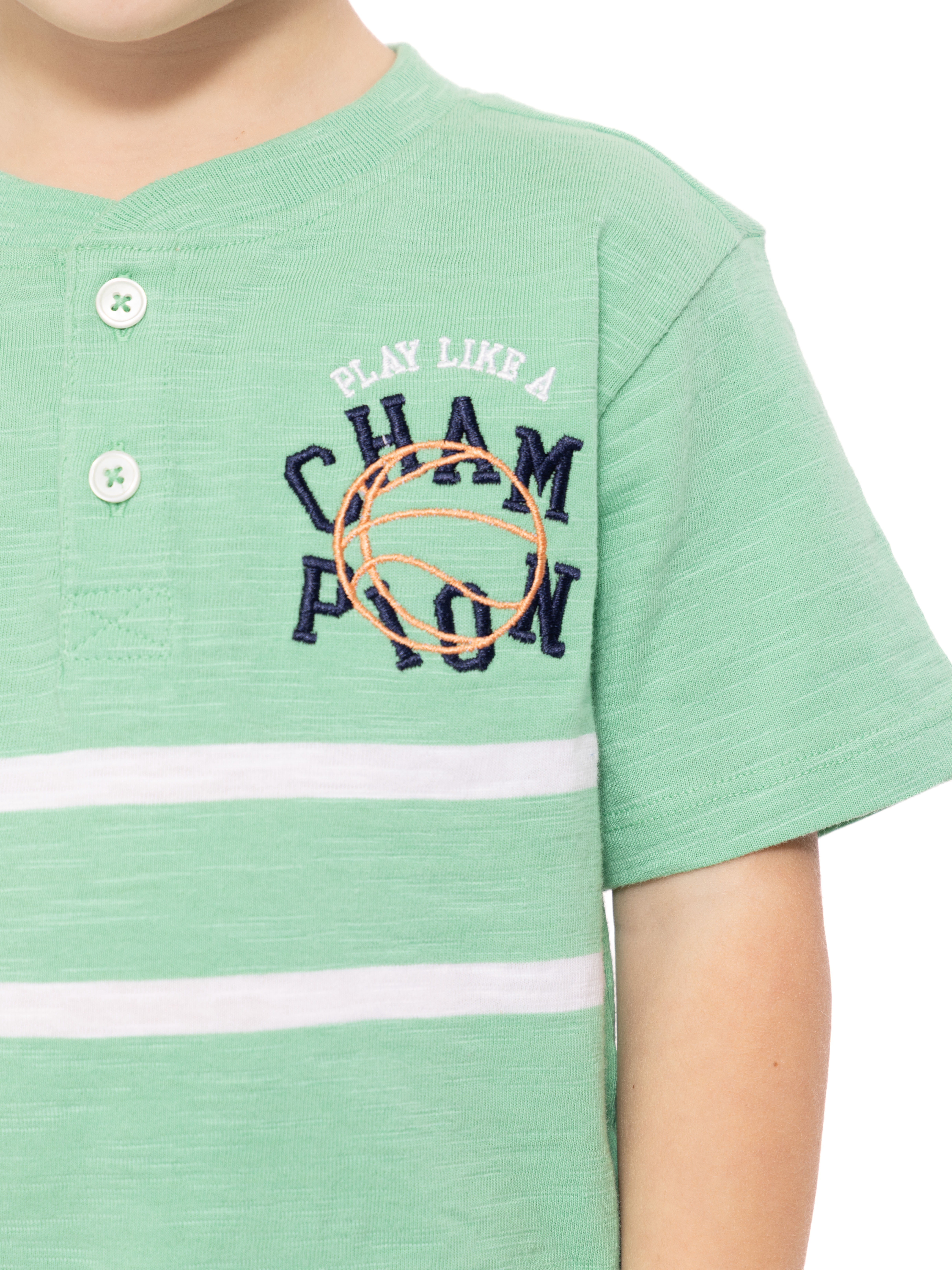 Wonder Nation Toddler Boy's Short Sleeve Striped Henley T-Shirt, Sizes 12M-5T