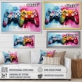 thumbnail image 4 of Designart "PS Video Game Controllers Pink and Blue Edition" Fashion Framed Wall Art Decor - Modern Blue Video Games Entryway Framed Wall Art Print, 4 of 6