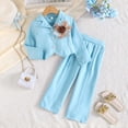 thumbnail image 4 of Dpytoraw Stylish Floral Embroidered And Wide Leg Pants For Girls Autumn Fashion Two Piece Outfit With Elegant Top And Bottoms Back to school outfits 2026 Size Blue 2-3 Years, 4 of 5
