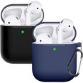 thumbnail image 1 of Estuche para AirPods, funda protectora completa de silicona para accesorios de AirPods, compatible con el estuche de carga inalámbrico y con cable de Apple AirPods 2 (LED frontal visible),, 1 of 7