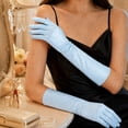 thumbnail image 4 of Unique Bargains 1 Pair Party Gloves Elegant Mid-Length Stretch Satin Long Opera Party Gloves 14.96"x4.72" Sky Blue, 4 of 5