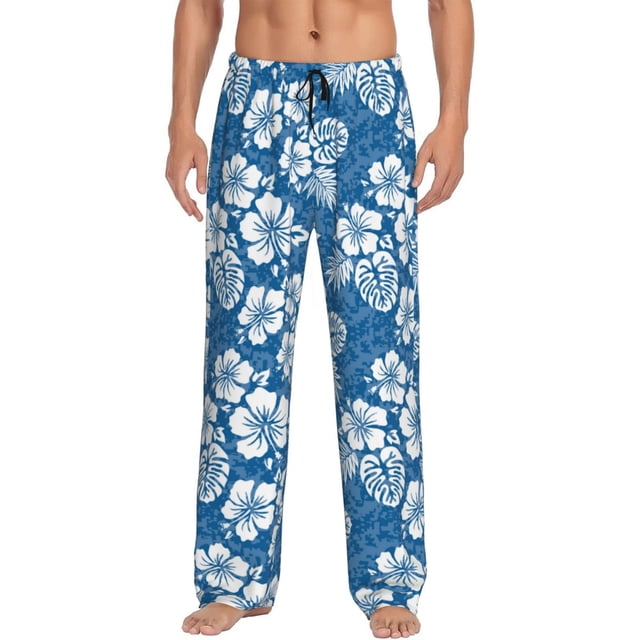 Fotbe Leaves And Flowers Pantalones de Pijama para Hombre, Pantalones de Dormir, Pantalones de Casa con Cintura Ajustable y Bolsillos-3X-Large