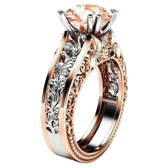 Elegant Floral Wedding Engagement Ring for Women in Shimmering Gold Finish with Timeless Rose Design