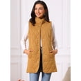 thumbnail image 3 of DARING DIVA Women's Stand Collar Sleeveless Puffy Jacket Lightweight Gilet S Brown, 3 of 8