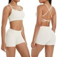 thumbnail image 2 of FNFYFH Women Seamless Workout Sets Strappy Sports Bra High Waist Booty Shorts Yoga Outfits 2 Piece Gym Athletic Clothing Set, 2 of 10