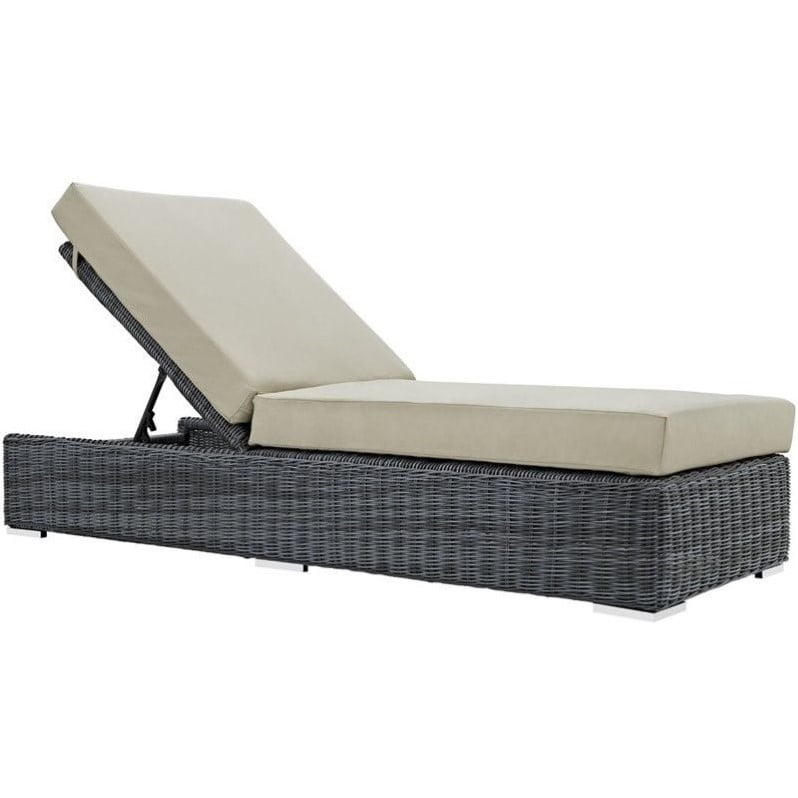 Hawthorne Collections Patio Chaise Lounge Chair in White 