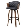 thumbnail image 4 of Art Leon Modern Bar Stools, 360 Degree Swivel and Footrest, Faux Leather Plywood Legs,Set of 2,Black, 4 of 8