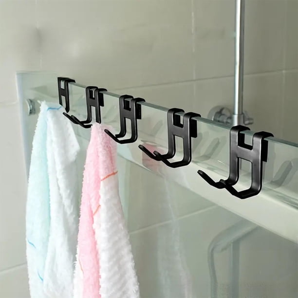 Gancho para puerta de ducha sin taladro - percha de toalla de aluminio para puertas de cristal sin marco, sin instalación de taladros, organizador de baño antióxido, 1 por 2 o 4 para 4