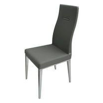 Dark Gray Polyurethane Dining Chair with Brushed Stainless Steel (Set of 4)