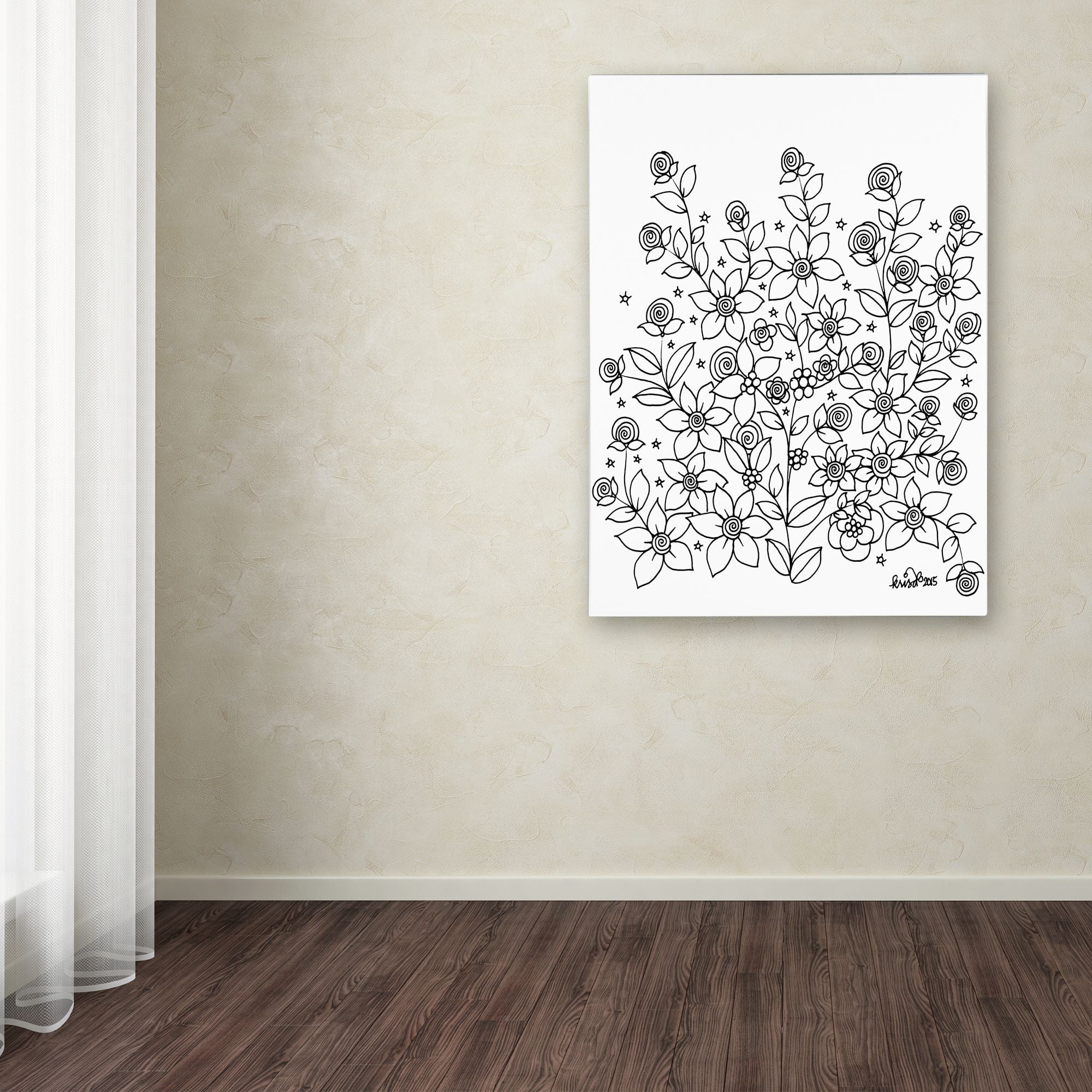 KCDoodleArt 'Simple Flower Doodle 2' Canvas Wall Art 35 x 47 Inches