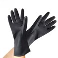 thumbnail image 2 of Guantes impermeables resistentes a ácidos y álcalis Guantes de látex con protección química engrosados de color negro, 2 of 4
