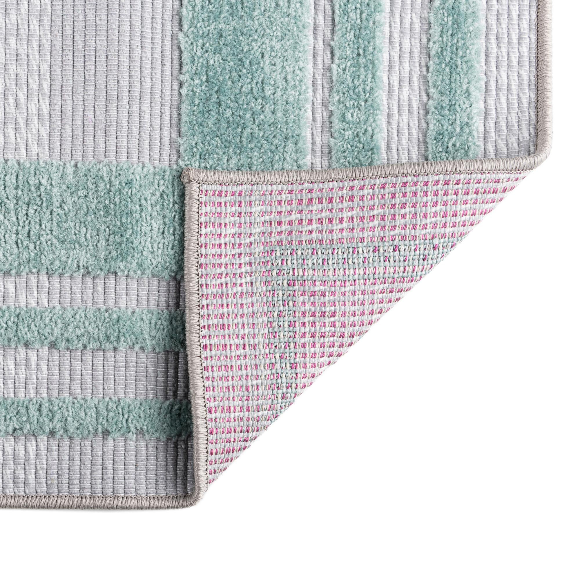 Unique Loom Aruba Outdoor Collection Area Rug - Tanki (5' 3" Square Gray Teal)