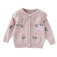 thumbnail image 1 of YOUSNH Cardigan pour Filles, Brodé Floral, Tricoté, Rouge 3-4 Ans, 1 of 3