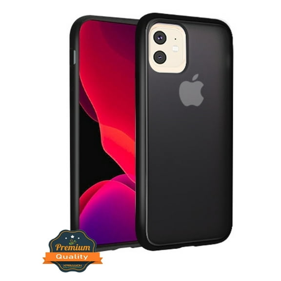 Apple iPhone 11 Phone Case Hybrid Rubber Silicone TPU Gel Protector Bumper Slim Shell Back Cover Heavy Duty Armor Shockproof [Semi-Transparent] Smoke Frosted BLACK Case for Apple iPhone 11 / 6.1"