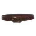 thumbnail image 2 of Snap On 1 1/2" Soft Hand Vintage Cowhide Leather Floral Embossed Rivet Studded Casual Belt, 2 of 2