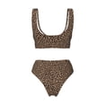 thumbnail image 6 of Rocae Brown Leopard for Bikini Set for Women Two Piece Sexy High Swimsuits Split Crossover Bikini Small, 6 of 9