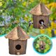 thumbnail image 3 of Refugio para pájaros cálido de madera natural hecho a mano, decoración para jardín, patio y exterior, estilo villa, pajarera colgante para pájaros, 3 of 7