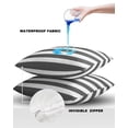 thumbnail image 4 of Pack of 2 Outdoor Pillow Covers, Deep Gray and White Stripe Waterproof Square Throw Pillowcase Cushion Decorative Pillow Covers for Couch Patio Tent, 24x24 in, 4 of 6