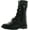 Black, variant on Link Girls Justina58k Kids Leatherette Sweater Cuff Lace Up Zip Decor Mid Calf Ankle Combat Boots, Black, 10