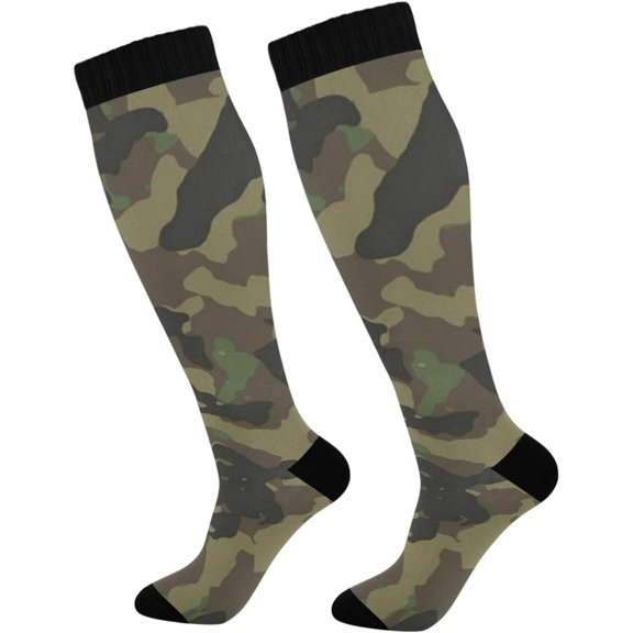 GZHJMY Camouflage Compression Socks, Women Men Long Stocking (20-30mmHg), Travel Knee High Stockings for Athletic Sports,Running,Cycling,Nursing
