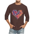 thumbnail image 1 of Camisas de Manga Larga para los Hombres Día de San Valentín Impresión Cuello Redondo Moda Casual, Mezcla de Poliéster de Lino de Algodón para Primavera Verano, 1 of 1