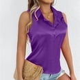 thumbnail image 2 of cfhntfmh Womens Silk Satin Sleeveless Button down Shirts Collared V Neck Tank Tops Business Casual Blouses for Work Office Summer Tees, 2 of 7