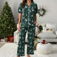 thumbnail image 5 of UngA Christmas Silk Pajamas for Women Satin Button Down Christmas Tree Pajamas Classic Soft Womens Christmas Pajamas,Size XL, 5 of 5