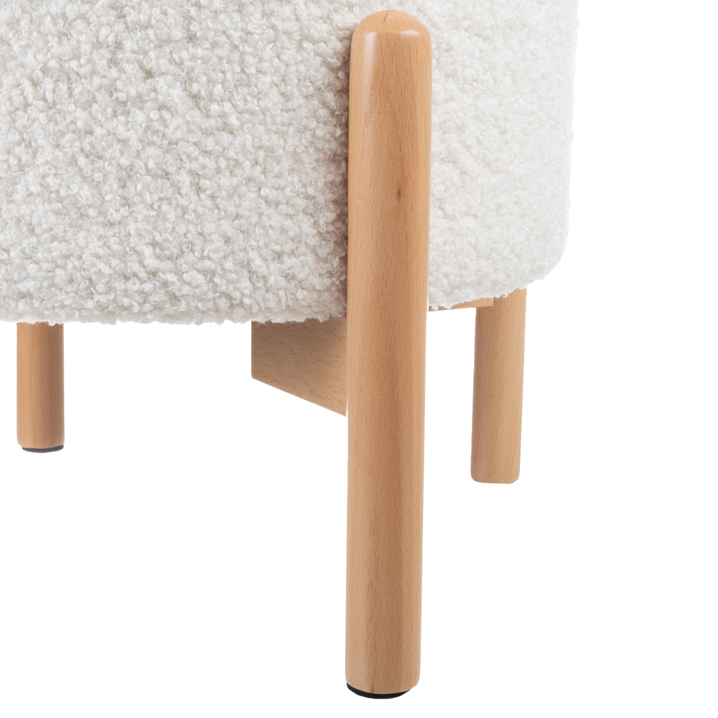 Lavish Home Round Ottoman with Removable Top for Storage (White)