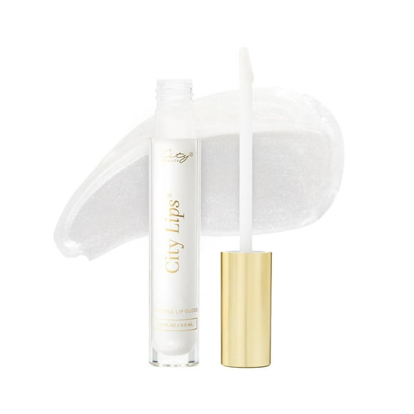 City Beauty City Lips Plumping Lip Gloss Silver Skyline - High-Shine Gloss for Fuller, Younger-Looking Lips | Hydrating & Smoothing Lip Treatment Hyaluronic Acid