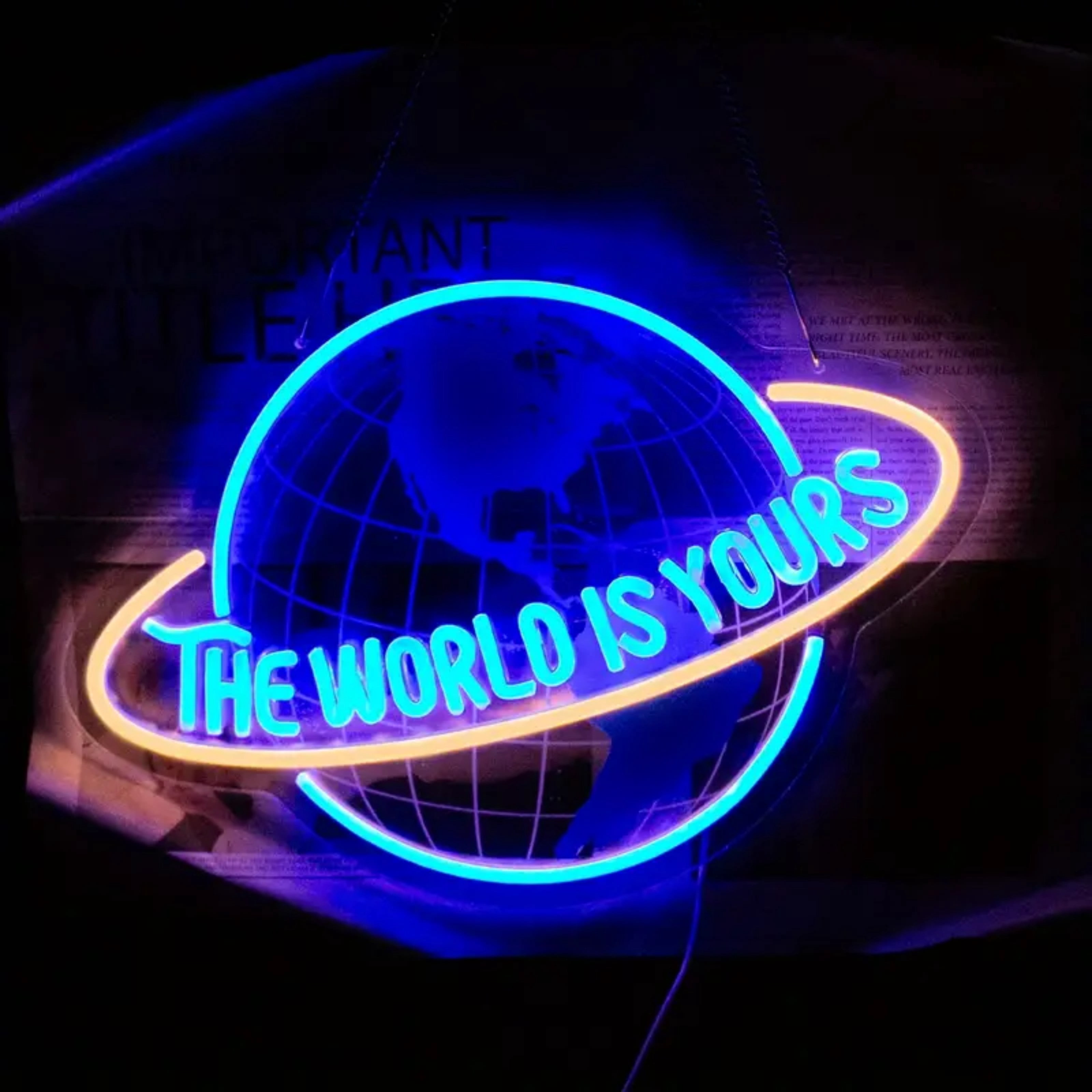 UPONRAY Earth Neon Signs, 16.5"*11.8" Dimmable & USB-Powered LED Neon Light, Stylish Wall Decor for Bedroom, Game Room, Bar, Internet Cafe, Arcade