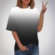thumbnail image 2 of Blusas de Manga Corta para las Mujeres, Moda Impresa Cuello Redondo Camiseta Casual Top Hecho de Cómodo Estante de Algodón de Imitación para Todas las Estaciones, Blusas de Algodón para las Mujeres, 2 of 5