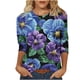 thumbnail image 2 of Fiudx Tops para Mujer Moda Mujer Impresión Cuello Redondo Manga 3/4 Camiseta Pulóver Blusa Superior, 2 of 5
