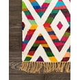 thumbnail image 2 of Unique Loom Diamond Chindi Trellis Rug Multi/Beige 5' 1" x 8' Rectangle Hand Made Chevron Farmhouse Perfect For Living Room Bed Room Dining Room Office, 2 of 5