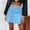 Blue, variant on Fesfesfes Women Skirt High Waist Dot Print Mini Skirt Elasticity Waist A-Line Short Skirt Plus Size $10