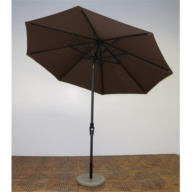 Shade Trends UM9-LI-201 9 x 8 ft. Rib Premium Market Umbrella - Licorice Frame, Paprika Canopy