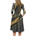 thumbnail image 4 of Dorkasm Vintage Midi Dresses for Women Modest 3/4 Sleeve Crew Neck Wrap Dress A Line Pleated Wedding Guest Dress with Pockets Dark Gray S, 4 of 6