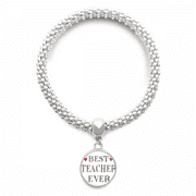 Best teacher ever Quote Respected Sliver Bracelet Pendant Jewelry Chain Adjustable Bangle