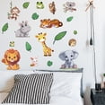 thumbnail image 6 of 4Pcs Animal Wall Sticker Decor Zoo Animals Window Decals Self-Adhesive Elephant Lion Frog Tiger Monkey Leaf Wall Decal Peel and Stick Removable for DIY, 6 of 7