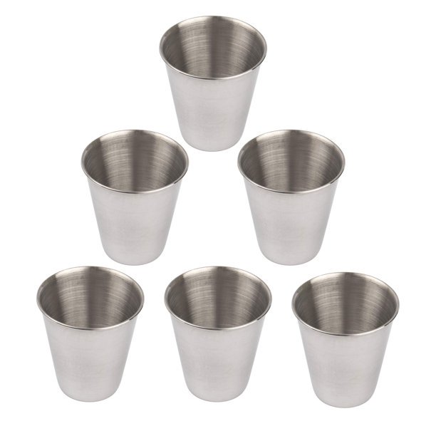 Paquete de 6 vasos de chupito de acero inoxidable de metal para espresso, vaso para beber, vaso para cóctel, cerveza, whisky, barra de agua, restaurante en casa, tequila WD.WDQZL Hogar