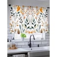 thumbnail image 5 of Sheer Curtains 54 Inch Length 2 Panels Set for Kitchen, Green Orange Leaves Semi Sheer Curtains for Windows, Spring Garden Botanical Voile Window Treatments Rod Pocket Curtain, 5 of 7