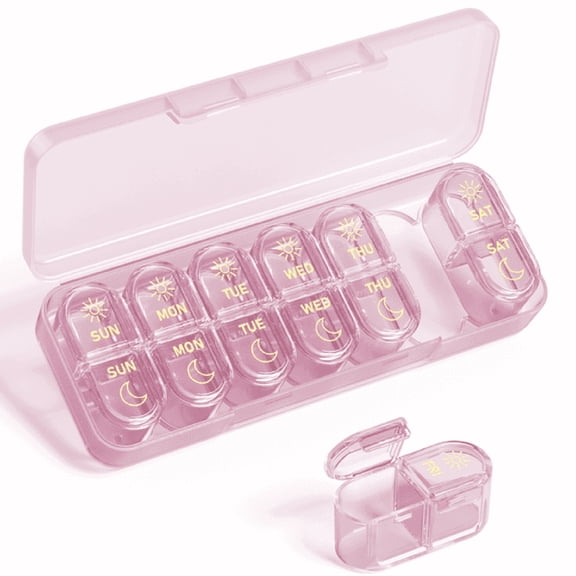 ACDANC Pill Organizer 2 Times a Day,7 Day Pill Box Am Pm,Weekly Daily Medicine Organizer for Travel,Medication Container for Vitamins&Supplements (Purple)