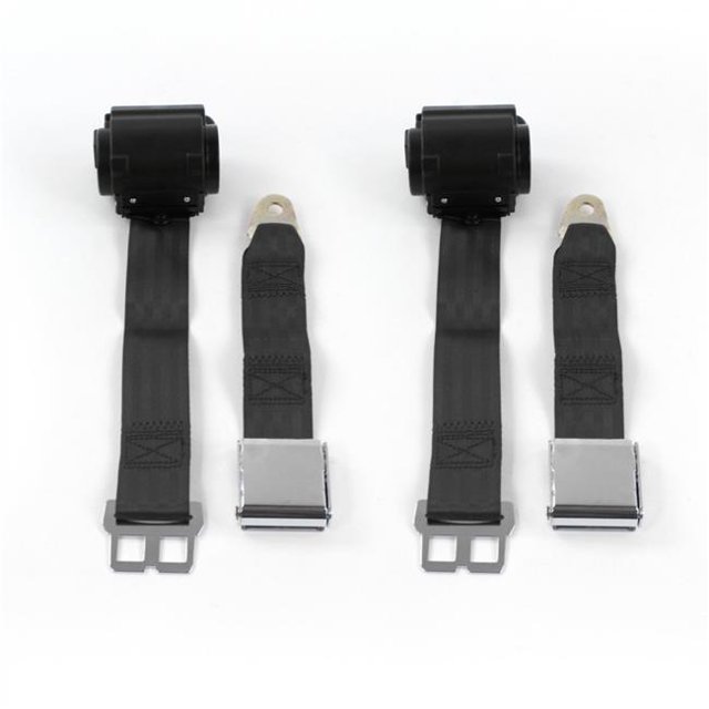 Airplane 2 Point Black Retractable Bucket Seat Belt Kit for Chevy FS Blazer 1969-1972 - 2 Belts