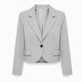 thumbnail image 5 of CHGBMOK Women Plus Size Cropped Blazer 3/4 Sleeve Lapel One Button Casual Short Suit Jacket Solid Color Business Office Outerwear, 5 of 9