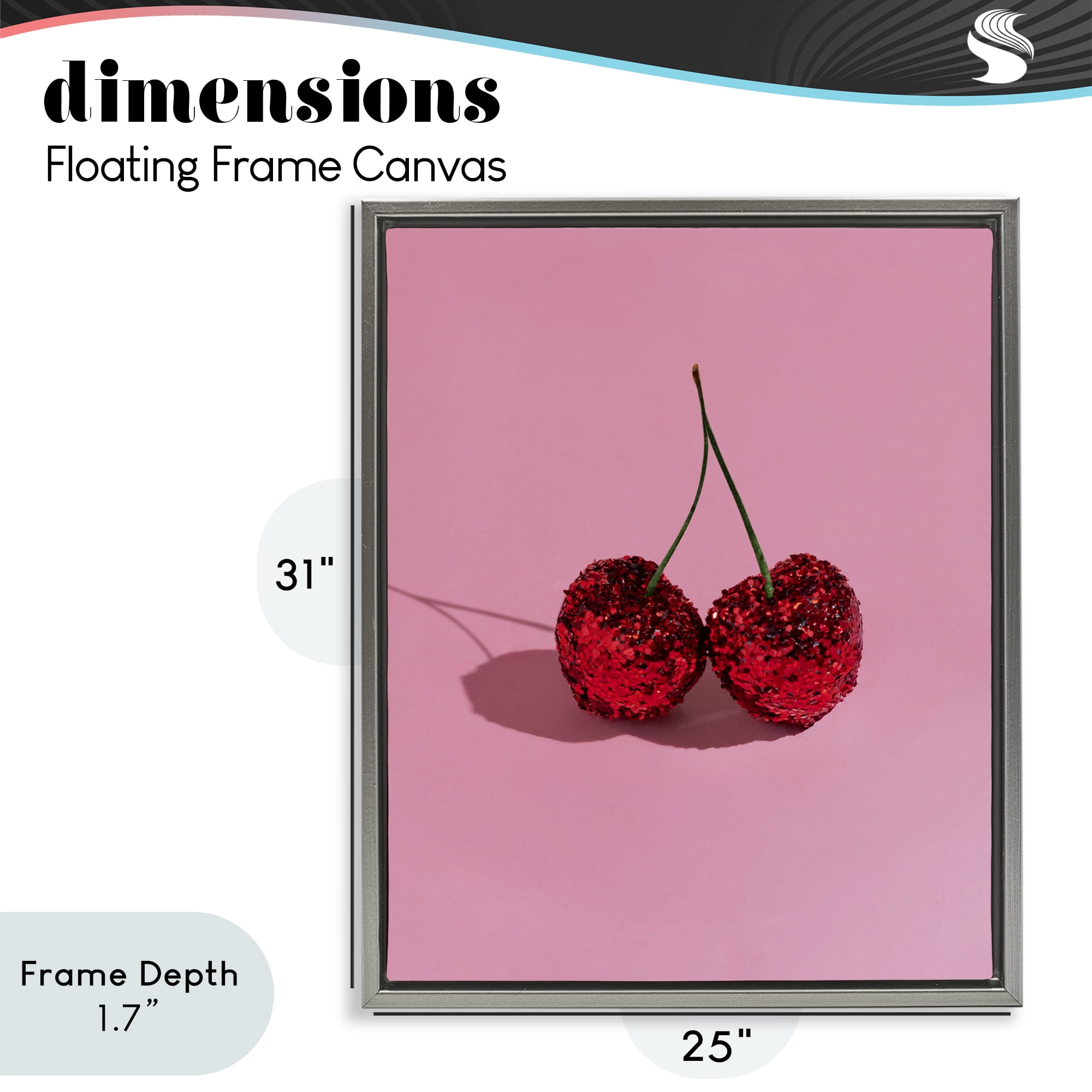 Stupell Industries Glitter Encrusted Cherries Gray Framed Floater Canvas Wall Art, design by LISH Creative