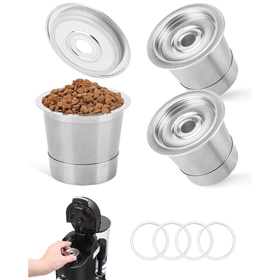 2 Pack K Cup Reusable Coffee Pods for Keurig: Refillable K Cups Coffee Pods for Keurig 1.0 & 2.0 Coffee Machine, Stainless Steel Coffee Filters‌, Bpa-Free, Easy To Clean, Lid-Body Tight Seal