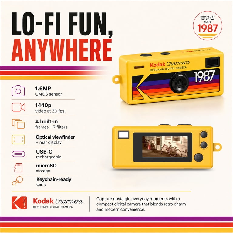 Kodak Charmera Key Chain Digital Camera Bundle with 32GB Memory