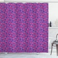 thumbnail image 1 of Flowers Shower Curtain, Botanical Theme Geometric Shapes from Colorful Floral Motifs, Fabric Bathroom Set with Hooks, 69W X 75L Inches Long, Violet Hot Pink, by Ambesonne, 1 of 3