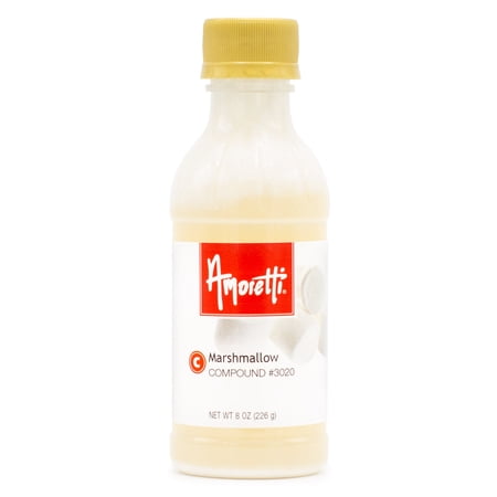 Amoretti - Marshmallow Compound 8 oz - Natural Flavors  Shelf Stable Even After Opening  Certified Kosher  TTB Approved  Perfect for Baking Applications & Beverages