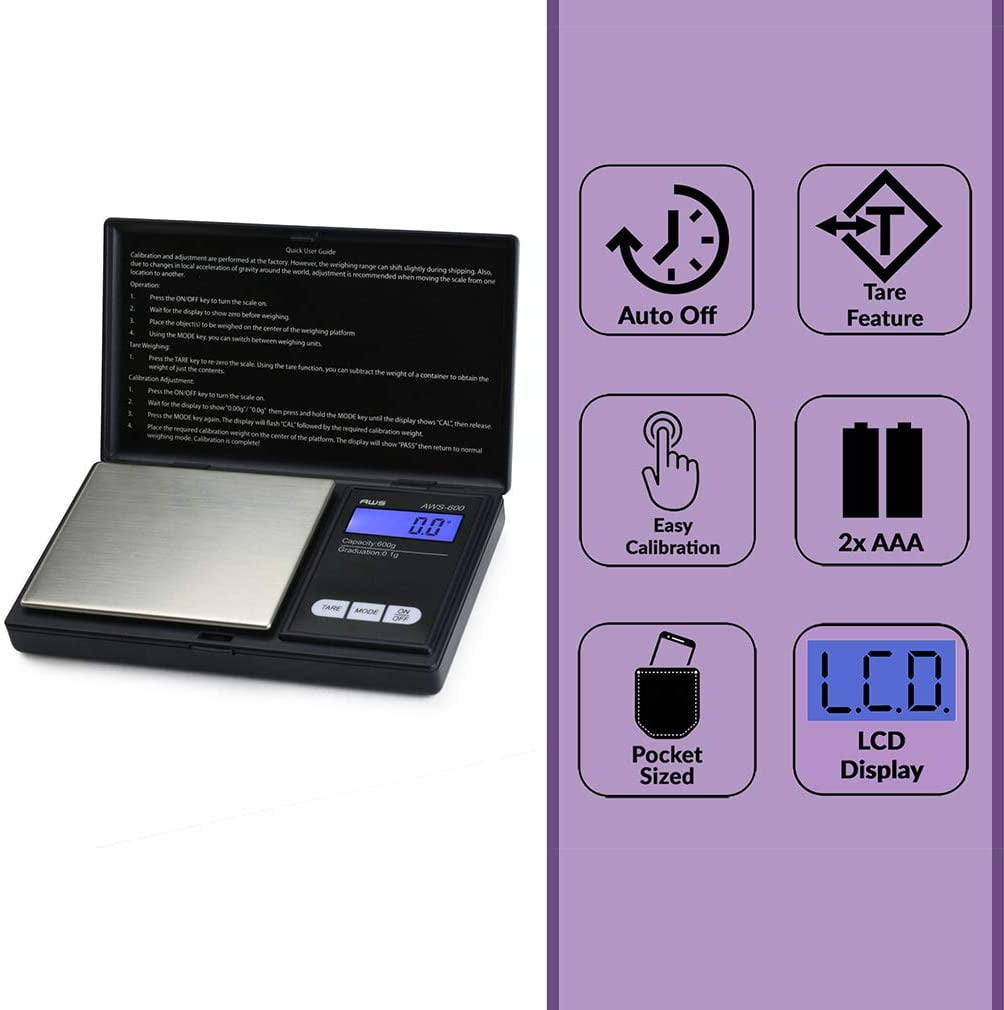 American Weigh SS Pocket Scale Back-Lit LCD Screen, Flip-Up Protective  Cover AWS-100 Silver